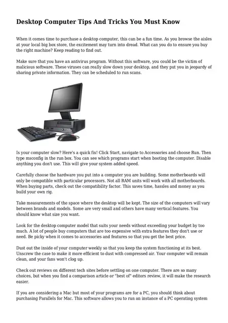 How to Use a Desktop Computer Effectively